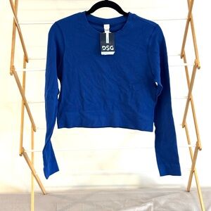DSG Blue Long Sleeve Ribbed Compression Crop Top NWT